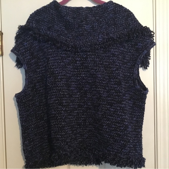 St. John Navy Blue/Black Button Down Vest - Picture 3 of 11